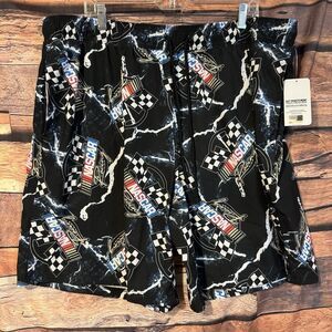 NASCAR Men’s 3XL Swim Board Shorts Black Lightning All Over Print Racing Trunks
